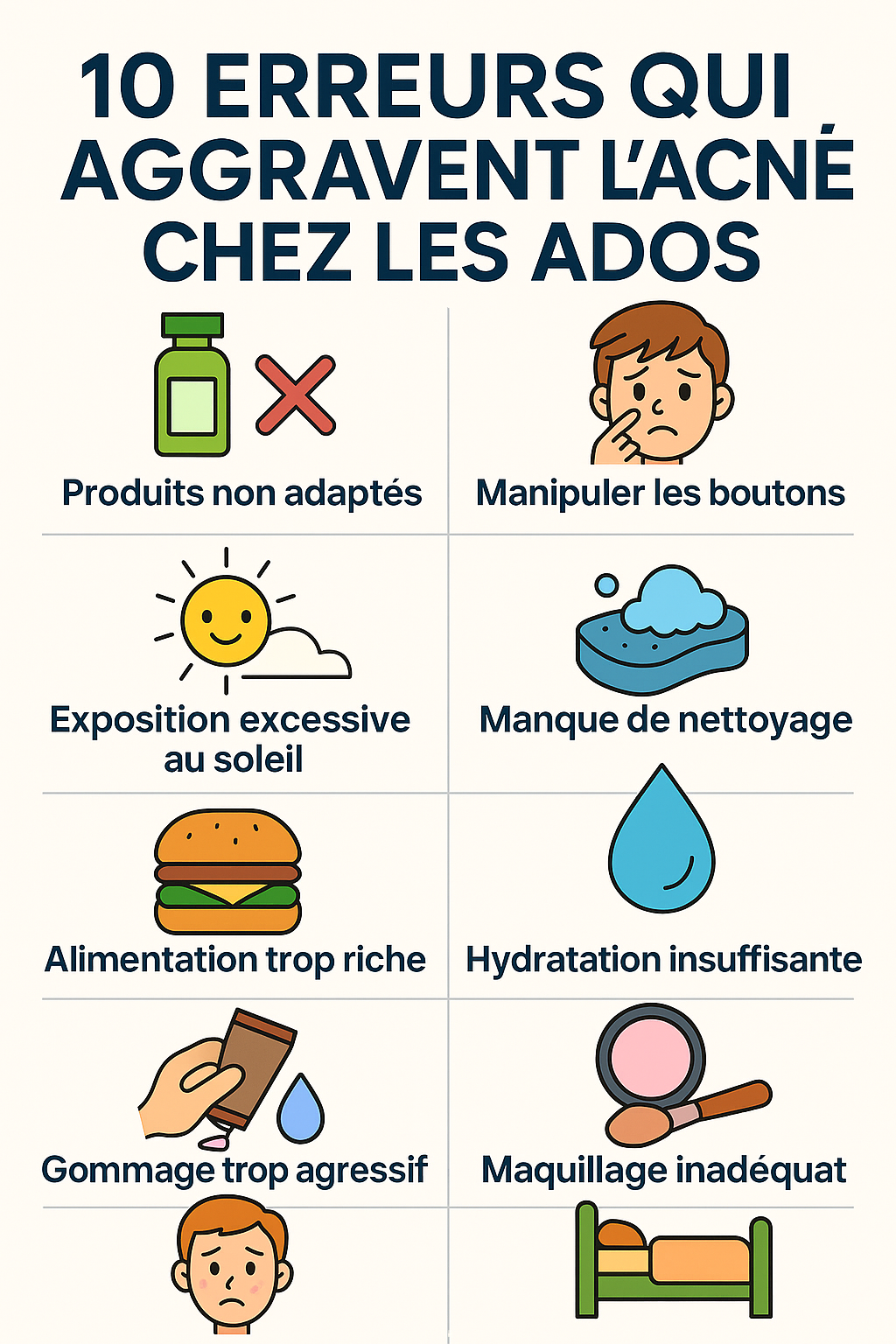 Les 10 erreurs qui aggravent l’acné