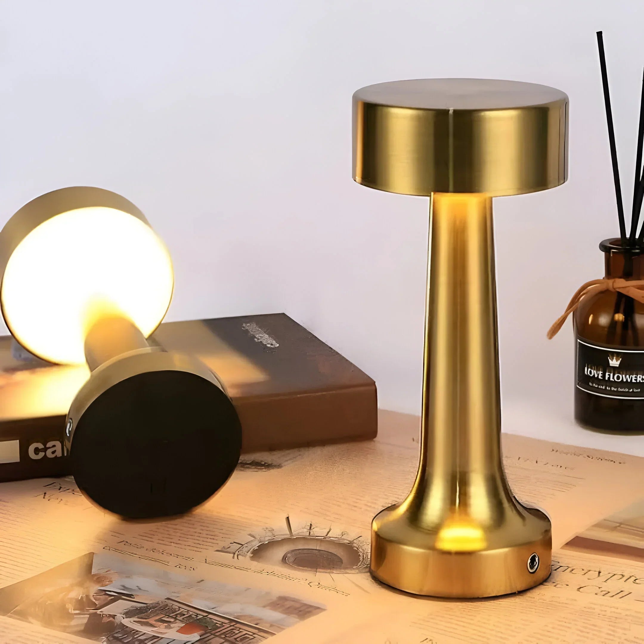 GlowEase – Wireless Rechargeable Table Lamp with Touch Dimming